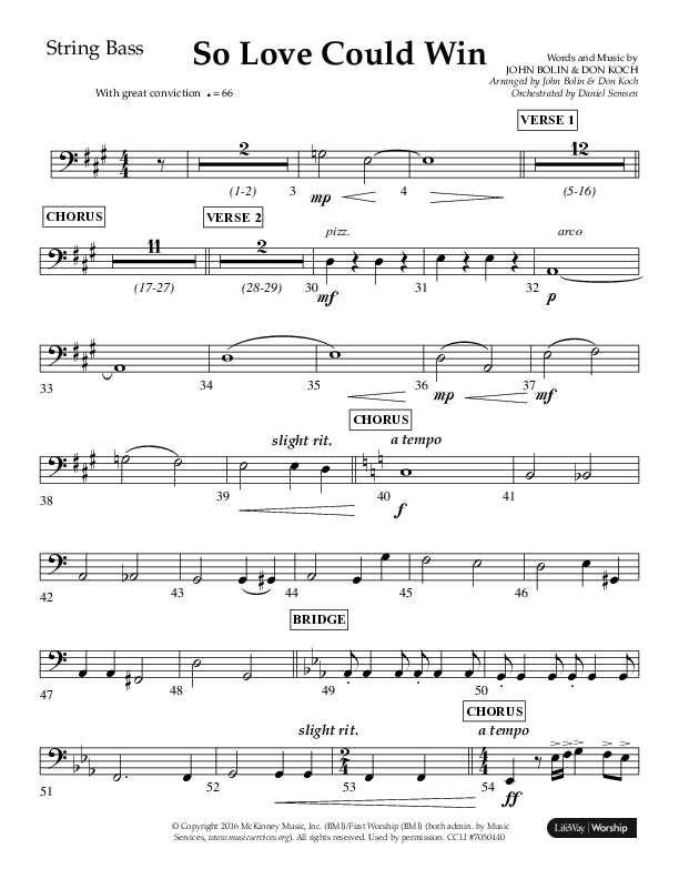 So Love Could Win (Choral Anthem SATB) String Bass (Lifeway Choral / Arr. John Bolin / Don Koch / Orch. Daniel Semsen)