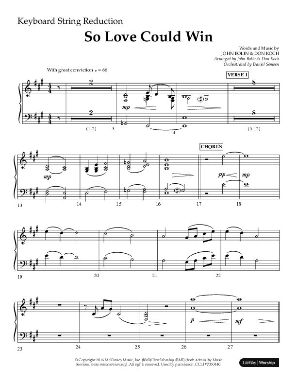 So Love Could Win (Choral Anthem SATB) String Reduction (Lifeway Choral / Arr. John Bolin / Don Koch / Orch. Daniel Semsen)