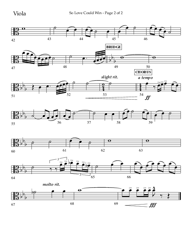 So Love Could Win (Choral Anthem SATB) Viola (Lifeway Choral / Arr. John Bolin / Don Koch / Orch. Daniel Semsen)