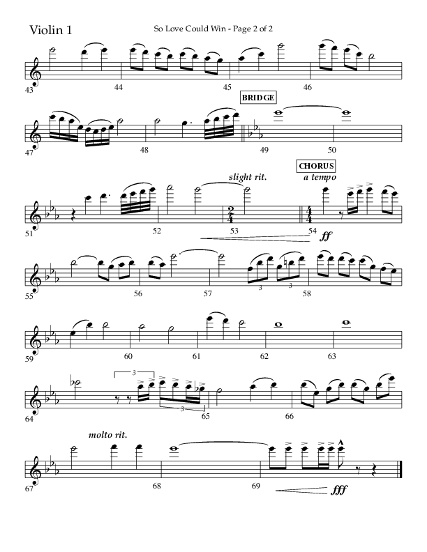 So Love Could Win (Choral Anthem SATB) Violin 1 (Lifeway Choral / Arr. John Bolin / Don Koch / Orch. Daniel Semsen)