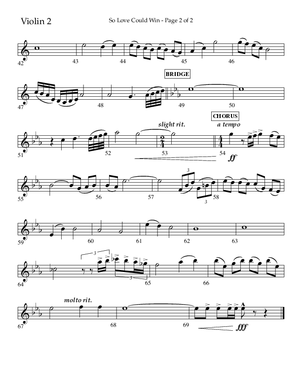 So Love Could Win (Choral Anthem SATB) Violin 2 (Lifeway Choral / Arr. John Bolin / Don Koch / Orch. Daniel Semsen)