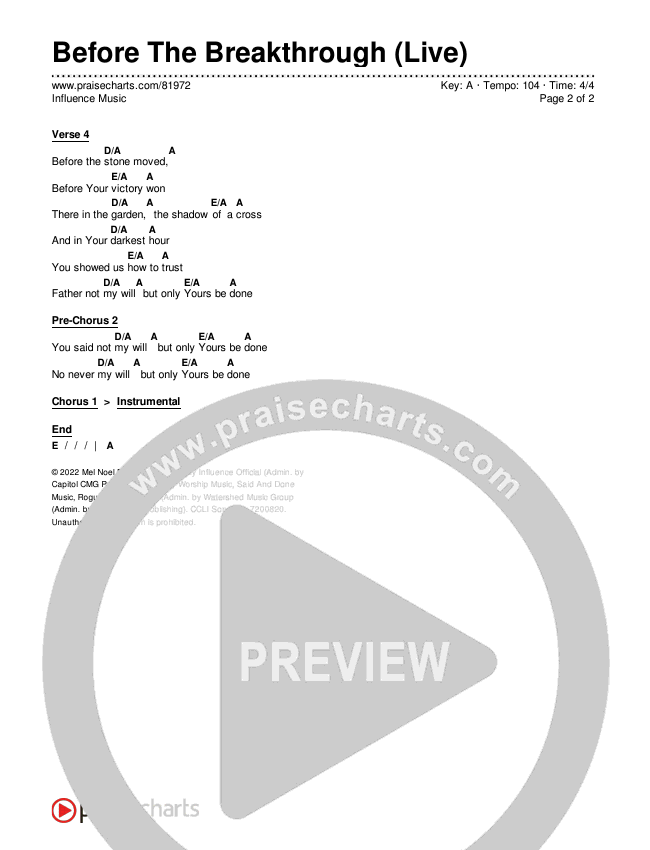Before The Breakthrough (Live) Chords & Lyrics (Influence Music)