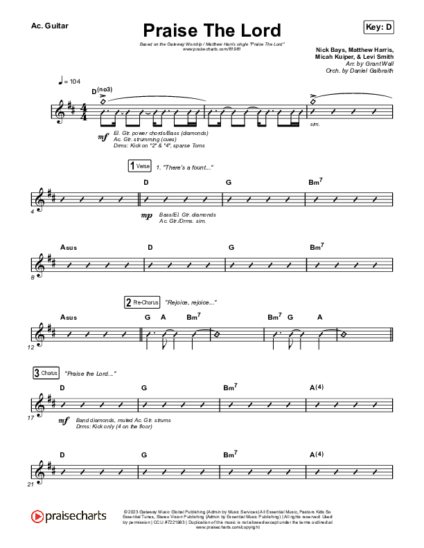 Praise The Lord (Live) Acoustic Guitar (Gateway Worship / Matthew Harris)