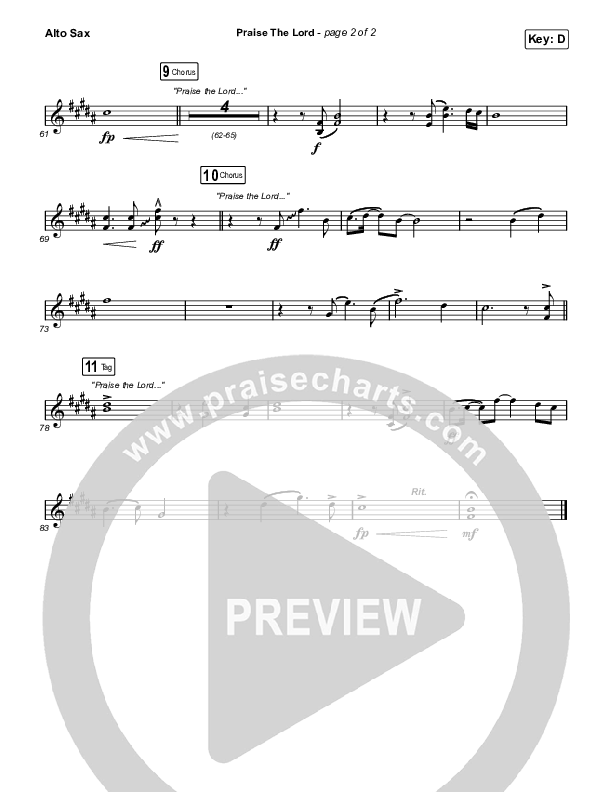 Praise The Lord (Live) Sax Pack (Gateway Worship / Matthew Harris)