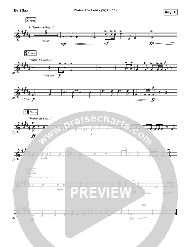 Praise The Lord (Live) Bari Sax (Gateway Worship / Matthew Harris)