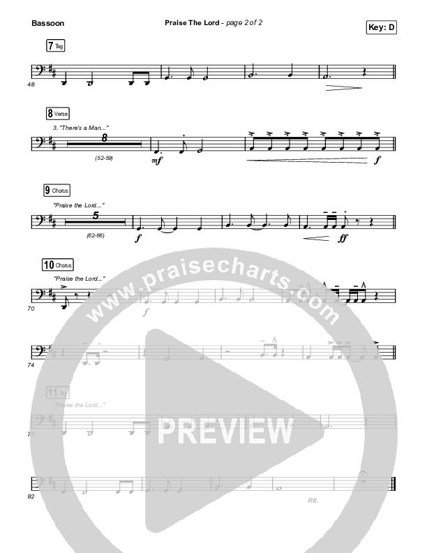 Praise The Lord (Live) Bassoon (Gateway Worship / Matthew Harris)