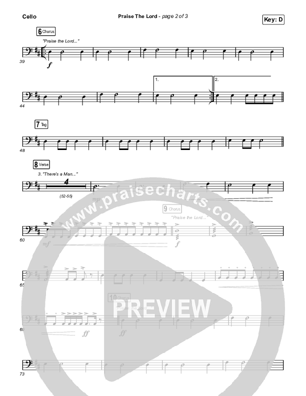 Praise The Lord (Live) Cello (Gateway Worship / Matthew Harris)