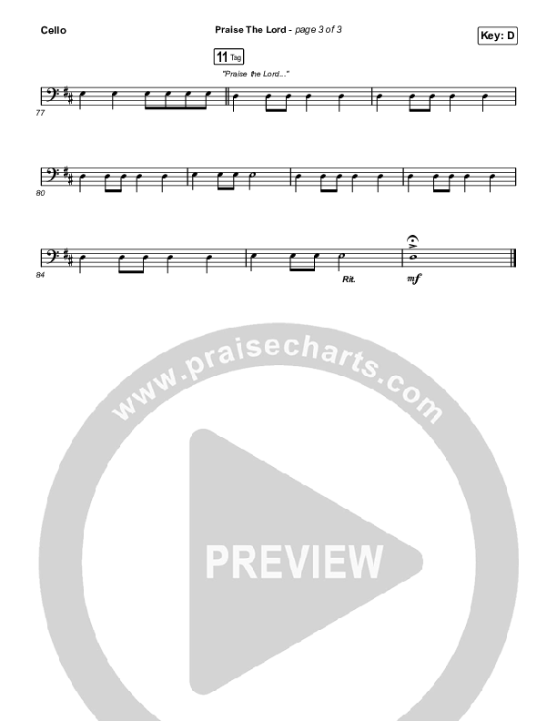 Praise The Lord (Live) Cello (Gateway Worship / Matthew Harris)