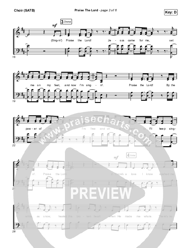 Praise The Lord (Live) Choir Sheet (SATB) (Gateway Worship / Matthew Harris)