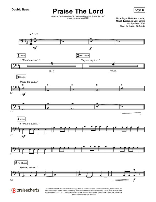 Praise The Lord (Live) String Bass (Gateway Worship / Matthew Harris)