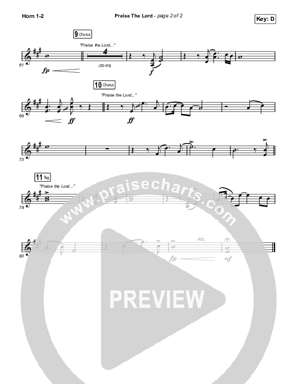 Praise The Lord (Live) French Horn 1,2 (Gateway Worship / Matthew Harris)