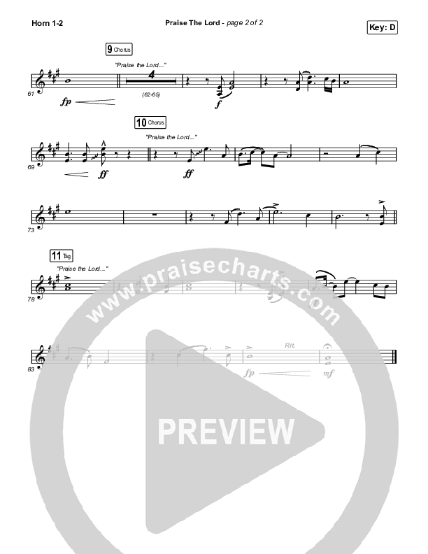 Praise The Lord (Live) French Horn 1,2 (Gateway Worship / Matthew Harris)