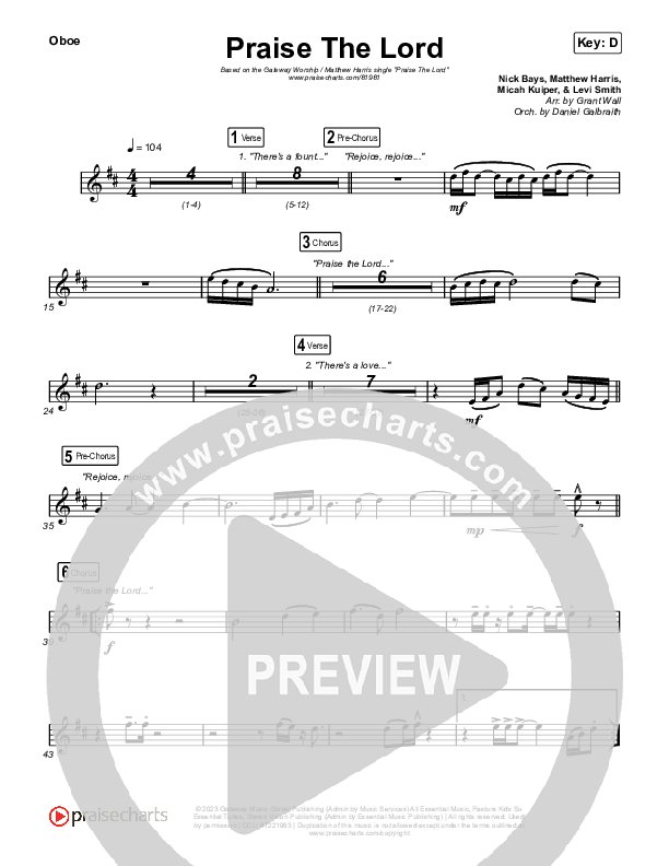 Praise The Lord (Live) Wind Pack (Gateway Worship / Matthew Harris)