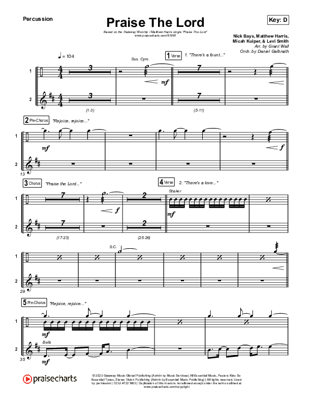 Praise The Lord (Live) Percussion (Gateway Worship / Matthew Harris)