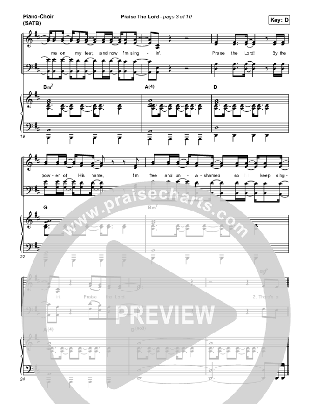 Praise The Lord (Live) Piano/Vocal Pack (Gateway Worship / Matthew Harris)