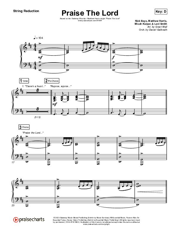 Praise The Lord (Live) String Reduction (Gateway Worship / Matthew Harris)