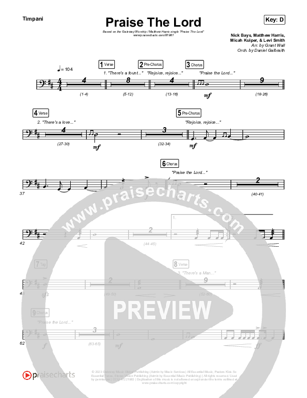 Praise The Lord (Live) Timpani (Gateway Worship / Matthew Harris)