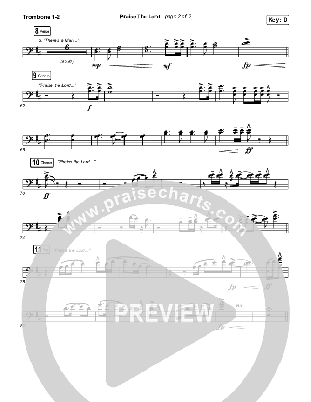 Praise The Lord (Live) Trombone 1,2 (Gateway Worship / Matthew Harris)