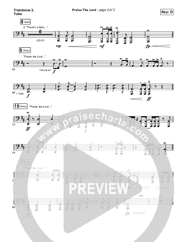 Praise The Lord (Live) Trombone 3/Tuba (Gateway Worship / Matthew Harris)