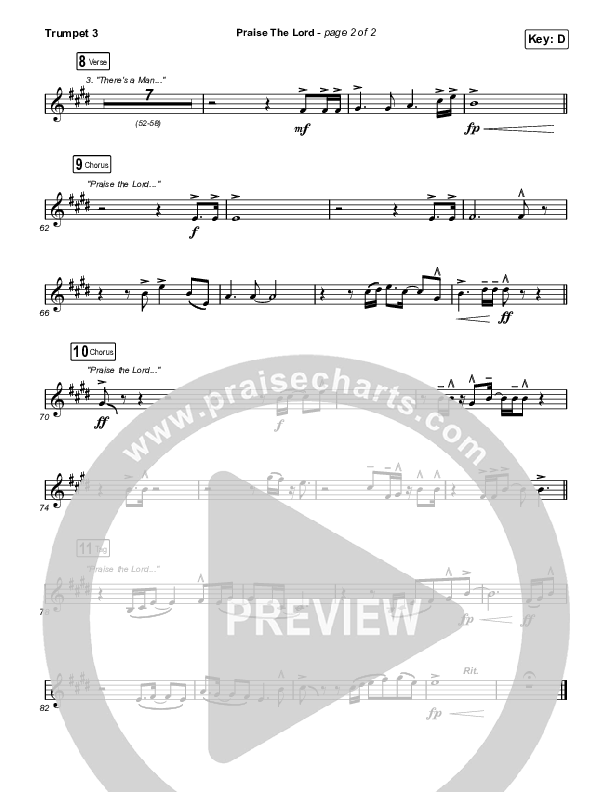 Praise The Lord (Live) Trumpet 3 (Gateway Worship / Matthew Harris)