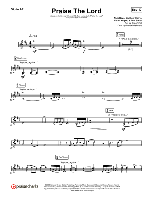 Praise The Lord (Live) String Pack (Gateway Worship / Matthew Harris)