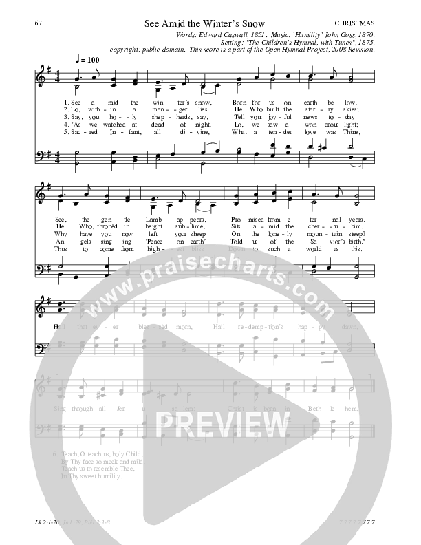 See Amid the Winter's Snow Hymn Sheet (SATB) (Traditional Hymn)