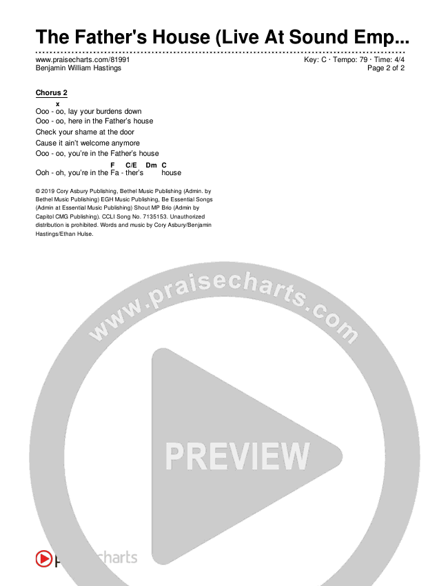The Father's House (Live At Sound Emporium) Chords & Lyrics (Benjamin William Hastings)