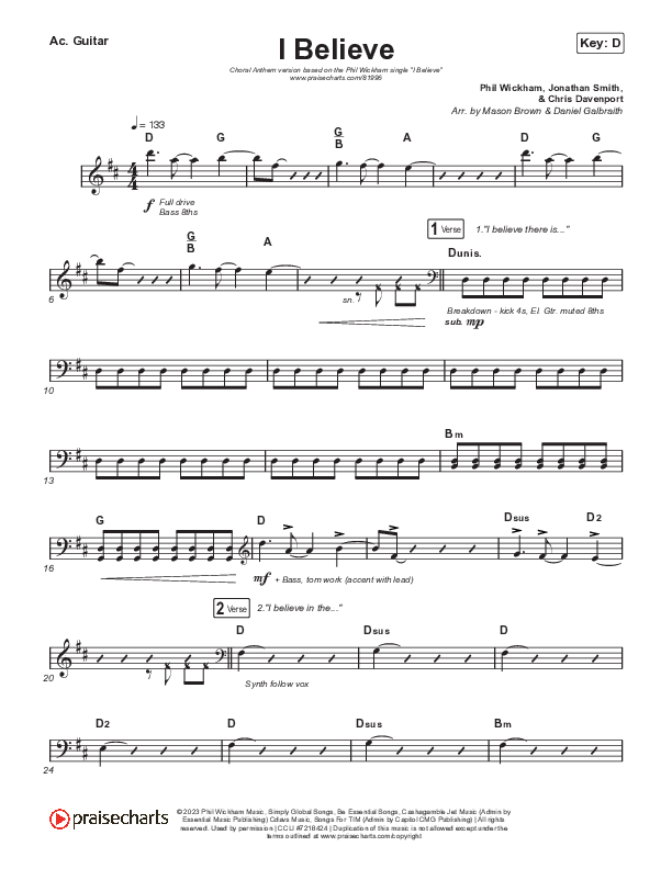 I Believe (Choral Anthem SATB) Acoustic Guitar (Phil Wickham / Arr. Mason Brown)