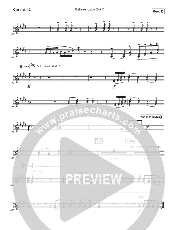 I Believe (Choral Anthem SATB) Clarinet 1/2 (Phil Wickham / Arr. Mason Brown)