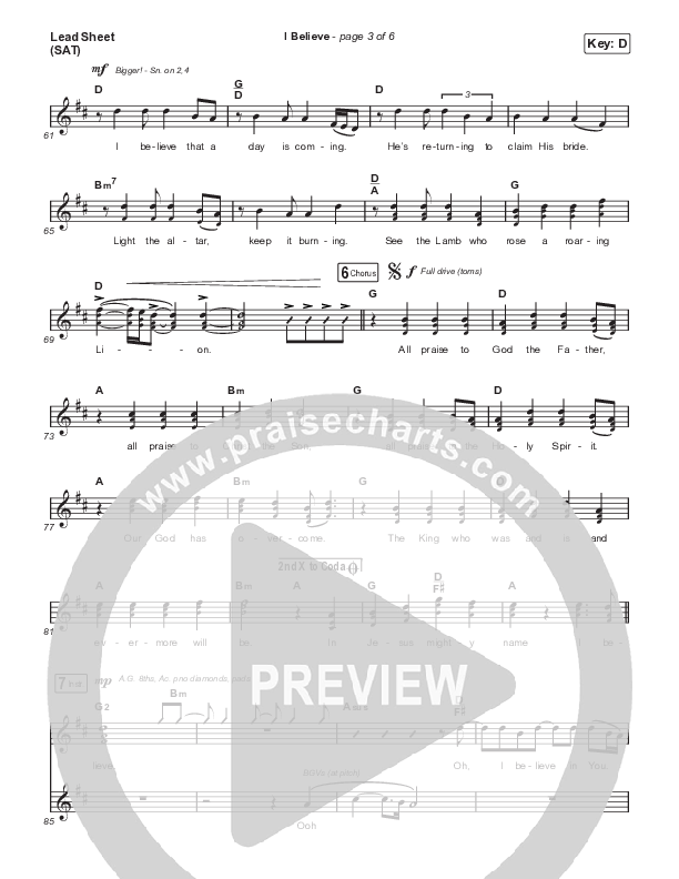 I Believe (Choral Anthem SATB) Lead Sheet (SAT) (Phil Wickham / Arr. Mason Brown)