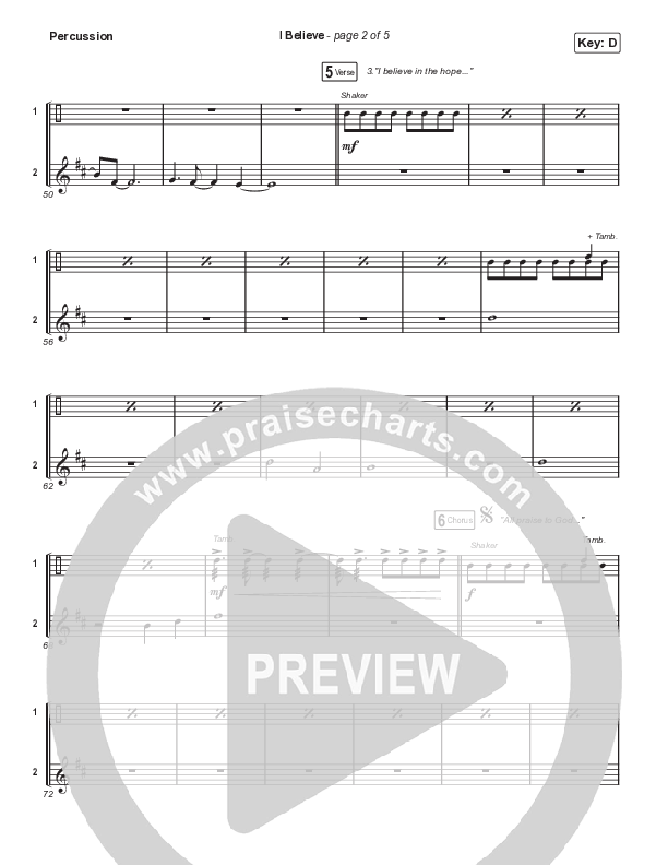 I Believe (Choral Anthem SATB) Percussion (Phil Wickham / Arr. Mason Brown)