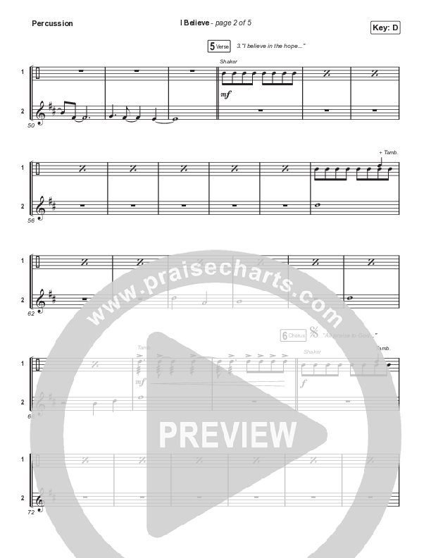 I Believe (Choral Anthem SATB) Percussion (Phil Wickham / Arr. Mason Brown)