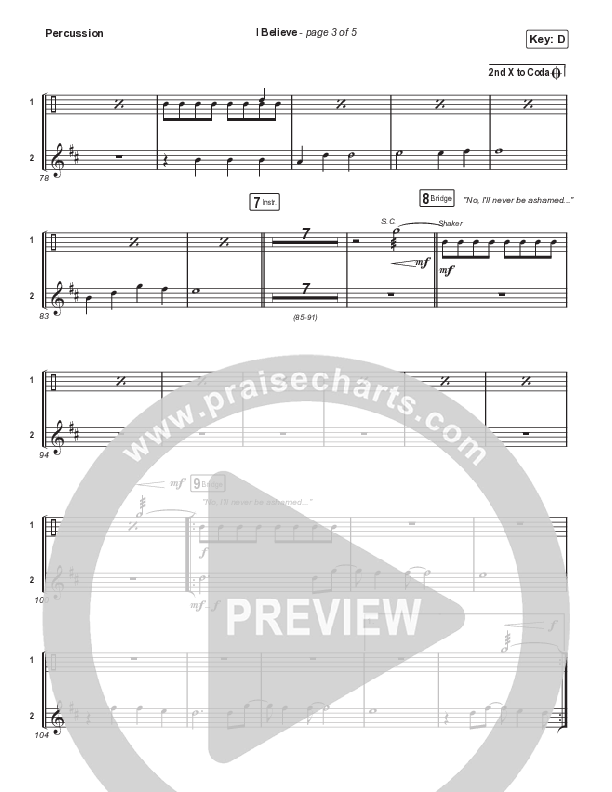 I Believe (Choral Anthem SATB) Percussion (Phil Wickham / Arr. Mason Brown)