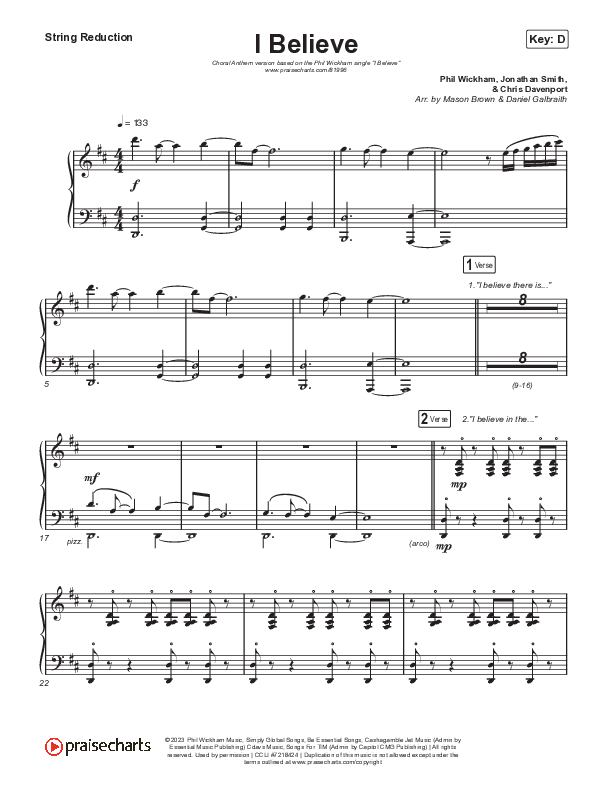 I Believe (Choral Anthem SATB) String Reduction (Phil Wickham / Arr. Mason Brown)