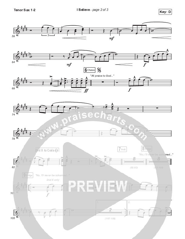 I Believe (Choral Anthem SATB) Tenor Sax 1,2 (Phil Wickham / Arr. Mason Brown)