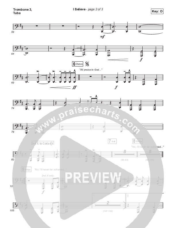 I Believe (Choral Anthem SATB) Trombone 3/Tuba (Phil Wickham / Arr. Mason Brown)