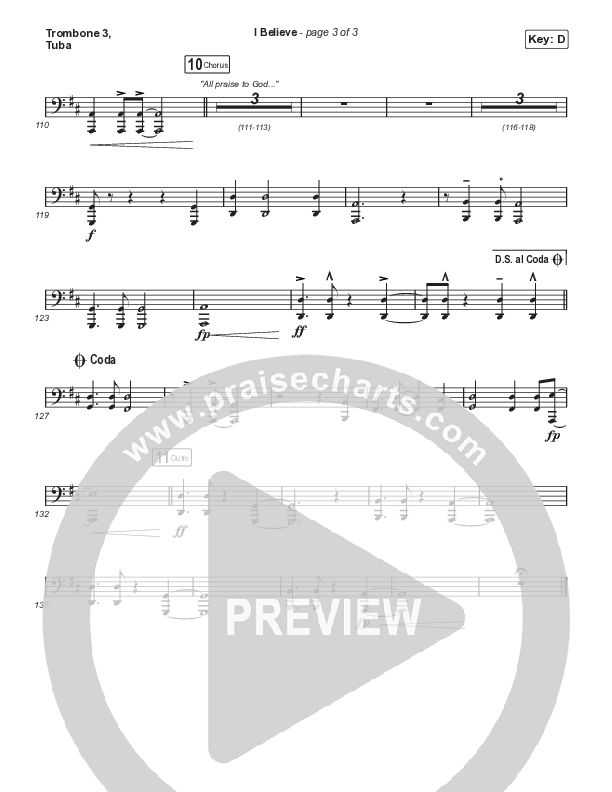 I Believe (Choral Anthem SATB) Trombone 3/Tuba (Phil Wickham / Arr. Mason Brown)