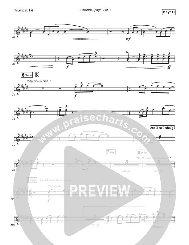 I Believe (Choral Anthem SATB) Trumpet 1,2 (Phil Wickham / Arr. Mason Brown)