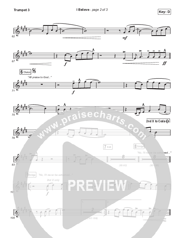 I Believe (Choral Anthem SATB) Trumpet 3 (Phil Wickham / Arr. Mason Brown)