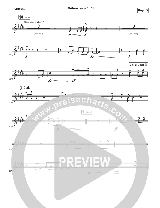 I Believe (Choral Anthem SATB) Trumpet 3 (Phil Wickham / Arr. Mason Brown)