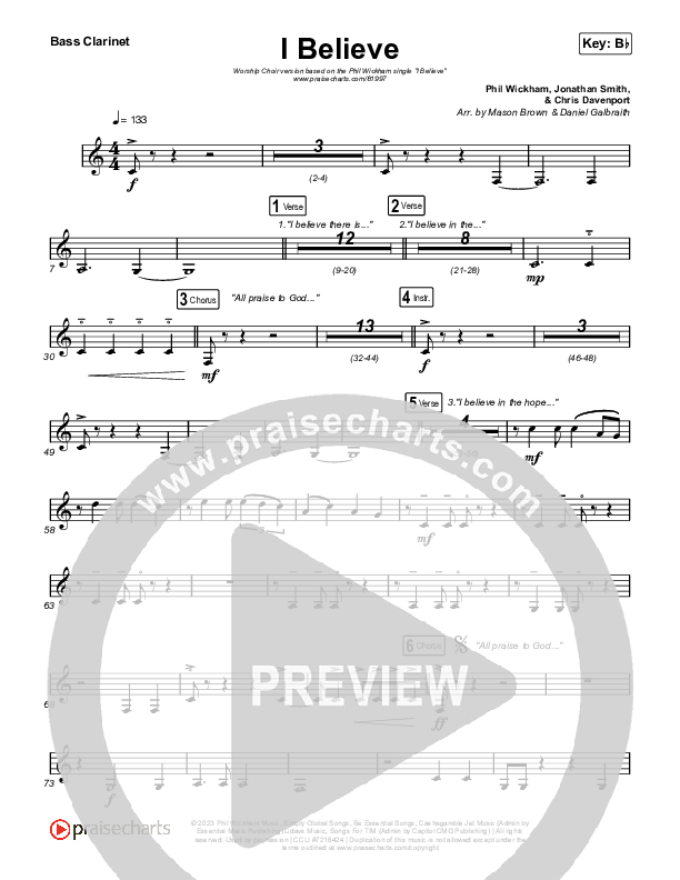 I Believe (Worship Choir/SAB) Bass Clarinet (Phil Wickham / Arr. Mason Brown)