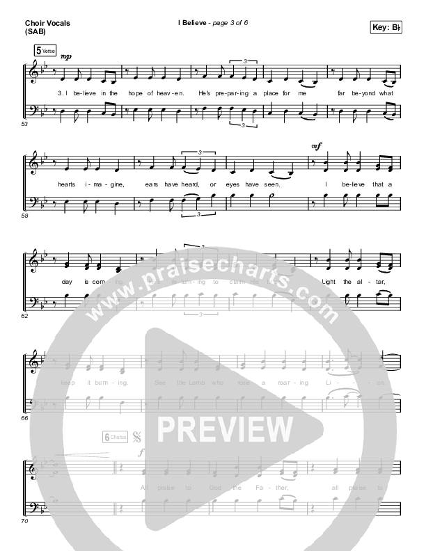 I Believe (Worship Choir/SAB) Choir Sheet (SAB) (Phil Wickham / Arr. Mason Brown)