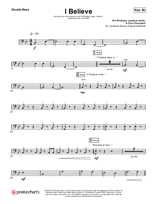 I Believe (Worship Choir/SAB) Double Bass (Phil Wickham / Arr. Mason Brown)