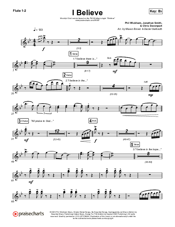 I Believe (Worship Choir/SAB) Flute 1/2 (Phil Wickham / Arr. Mason Brown)