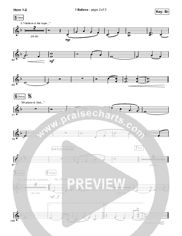I Believe (Worship Choir/SAB) French Horn 1/2 (Phil Wickham / Arr. Mason Brown)