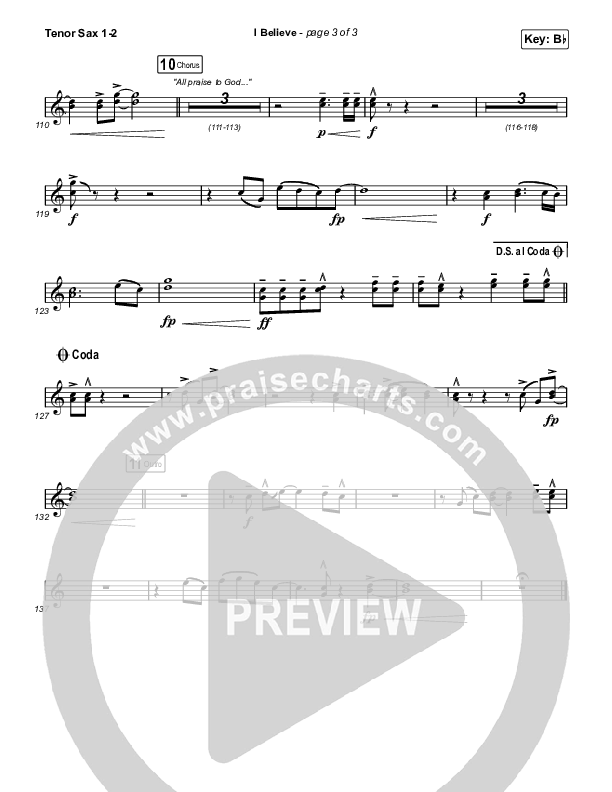 I Believe (Worship Choir/SAB) Tenor Sax 1/2 (Phil Wickham / Arr. Mason Brown)