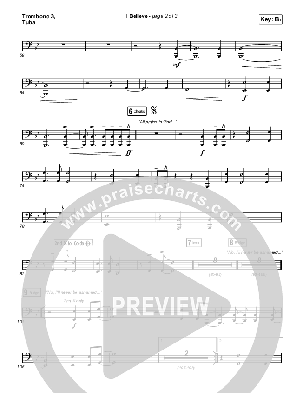I Believe (Worship Choir/SAB) Trombone 3/Tuba (Phil Wickham / Arr. Mason Brown)