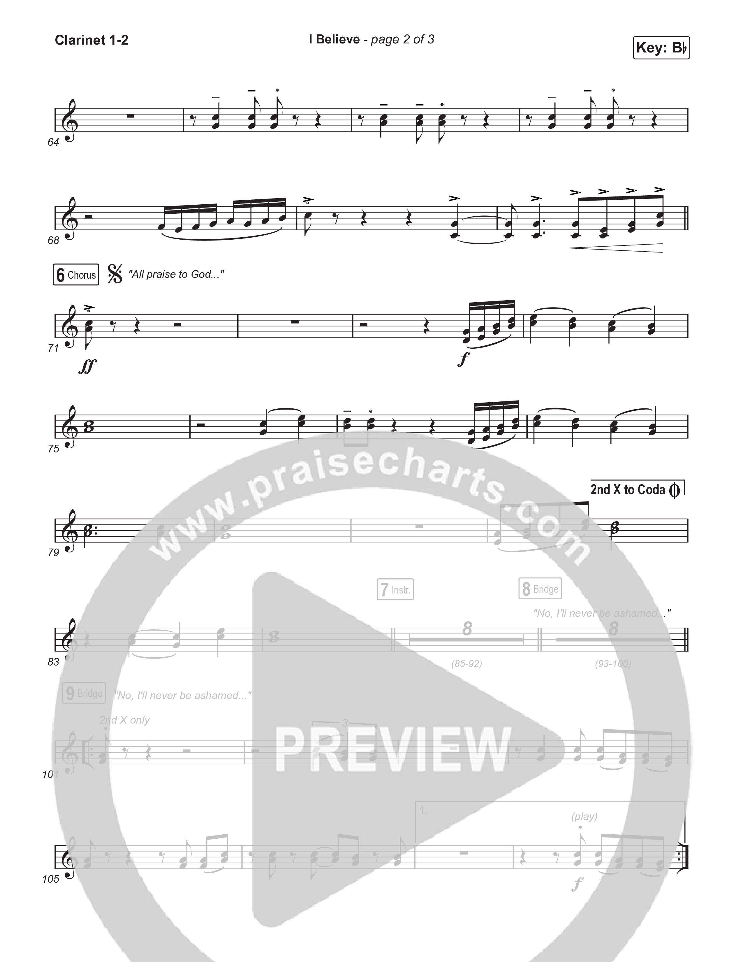 I Believe (Unison/2-Part) Clarinet 1/2 (Phil Wickham)