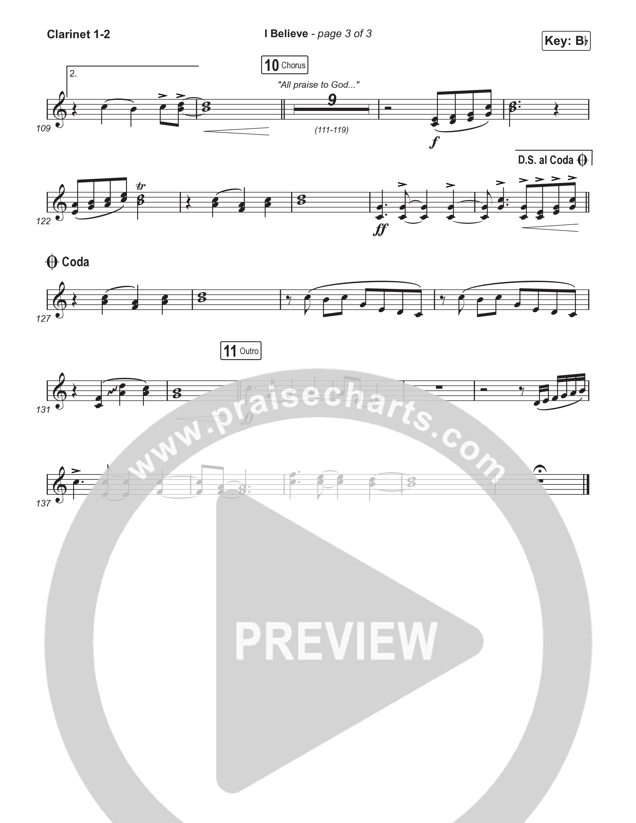 I Believe (Unison/2-Part) Clarinet 1/2 (Phil Wickham)