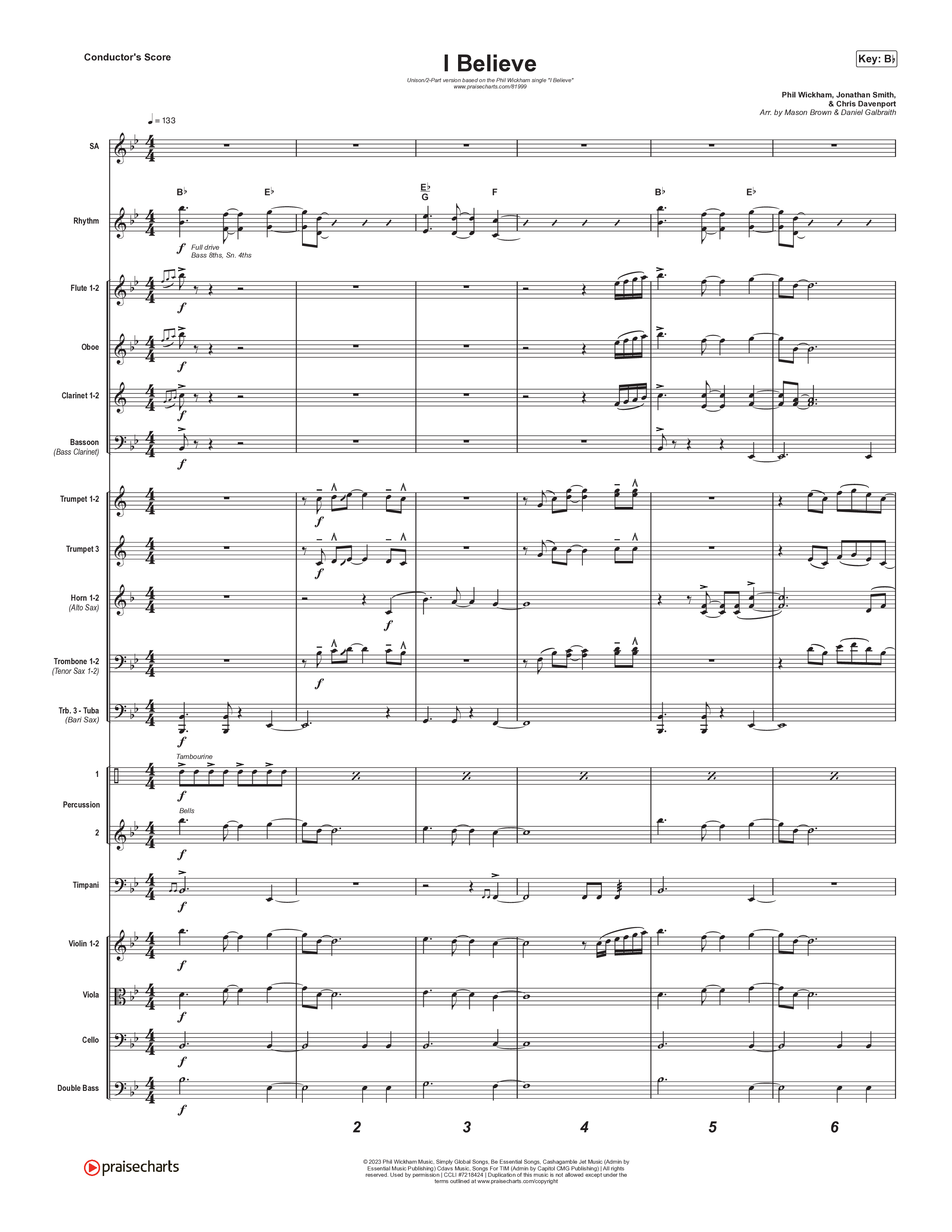 I Believe (Unison/2-Part) Conductor's Score (Phil Wickham)